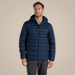 Kurtka z kapturem Craghoppers Compresslite IX. Niebieskie kurtki damskie Craghoppers, bez wzorów, z puchu, z kapturem. W wyprzedaży za 465.65 zł.