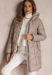 Beżowa Kurtka Pikowana z Kapturem Tuula. Brązowe kurtki damskie Renee, l, z aplikacjami, z kapturem. Za 219.99 zł.