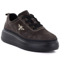 Skórzane półbuty damskie na platformie brązowe Vinceza 41523. Brązowe półbuty damskie VINCEZA, bez wzorów, ze skóry, bez obcasa, na platformie, bez zapięcia. Za 199.99 zł.