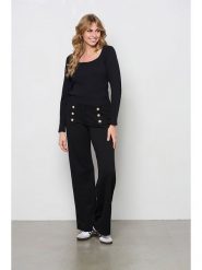 &Co Woman Koszulka "Samara" w kolorze czarnym rozmiar: XL. Czarne bluzki damskie &Co Woman, xl, bez wzorów, prążkowane, bez kołnierzyka, bez ramiączek. Za 66.00 zł.