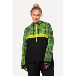 Damskie Bluza z kapturem szybkoschnąca kaptur obszycie z tunelem długi rękaw. Czarne bluzy damskie Ulla Popken, plus size, bez wzorów, z elastanu, z kapturem. Za 279.99 zł.