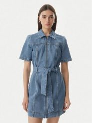 Calvin Klein Jeans Sukienka jeansowa LV047G738G Niebieski Slim Fit. Niebieskie sukienki damskie Calvin Klein Jeans, bez wzorów, z bawełny, bez ramiączek. Za 409.99 zł.