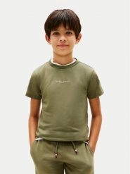 Tommy Hilfiger T-Shirt Essential Logo KB0KB09666 Zielony Regular Fit. Zielone t-shirty i koszulki chłopięce Tommy Hilfiger, bez wzorów, z bawełny, bez kołnierzyka, bez ramiączek. Za 289.99 zł.