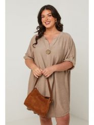 Curvy Lady Sukienka w kolorze szarobrązowym rozmiar: 40/42. Brązowe sukienki damskie Curvy Lady, bez wzorów, klasyczne, bez ramiączek. Za 127.65 zł.