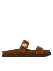 Tory Burch Klapki Romy Sport 183266 Brązowy. Brązowe klapki damskie Tory Burch, bez wzorów, ze skóry, bez obcasa, bez zapięcia. Za 1,659.00 zł.