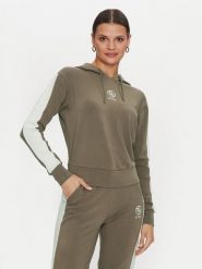 Guess Bluza Elea V4YQ02 KCDN0 Khaki Relaxed Fit. Brązowe bluzy damskie Guess, l, z aplikacjami, z wiskozy, bez kaptura. Za 199.99 zł.