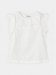 Mayoral Top 3094 Biały Regular Fit. Białe koszulki i t-shirty dziewczęce Mayoral, bez wzorów, z bawełny, bez kołnierzyka, bez ramiączek. Za 49.99 zł.