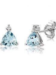 Revoni Złote kolczyki-wkrętki z diamentami i akwamarynami rozmiar: onesize. Niebieskie kolczyki damskie Revoni, z akwamarynem, złote. Za 761.99 zł.