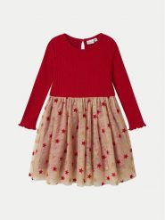 NAME IT Sukienka codzienna 13236039 Czerwony Regular Fit. Czerwone sukienki dziewczęce Name it, bez wzorów, z syntetyku, bez ramiączek, proste. Za 99.99 zł.