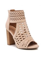 DeeZee Sandały WS2011-02 Beżowy. Brązowe sandały damskie DeeZee, bez wzorów, z materiału, bez obcasa, na słupku, bez zapięcia. Za 159.99 zł.