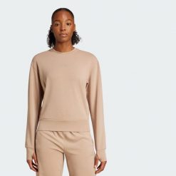 Bluza Designed-for-Training Warm-Up Crewneck. Zielone bluzy damskie Adidas, l, bez wzorów, z bawełny, bez kaptura. Za 259.00 zł.