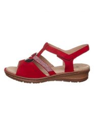 Ara Shoes Skórzane sandały w kolorze czerwonym rozmiar: 40. Czerwone sandały damskie Ara Shoes, bez wzorów, z otwartym noskiem, bez obcasa, bez zapięcia. Za 135.49 zł.