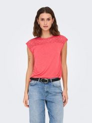 ONLY Koszulka w kolorze różowym rozmiar: XL. Różowe bluzki damskie Only, xl, bez wzorów, bez kołnierzyka, bez ramiączek. Za 61.75 zł.
