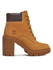 Timberland Botki Allington Heights 6In TB0A5Y5R2311 Brązowy. Brązowe botki damskie Timberland, z nubiku, bez obcasa, na słupku, bez zapięcia. Za 579.99 zł.