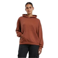 Damska bluza oversize z kapturem Urban Classics Light Terry. Brązowe bluzy damskie Urban Classics, bez wzorów, z kapturem. Za 183.50 zł.