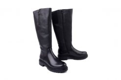 RIEKER Y3154-00 black, kozaki damskie. Czarne kozaki damskie Rieker, bez obcasa, na obcasie, bez zapięcia. Za 399.42 zł.