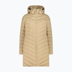Płaszcz ocieplany damska CMP 35K3566 Snaps Hood Parka. Brązowe płaszcze damskie CMP, bez wzorów, z puchu, bez kaptura. Za 559.99 zł.