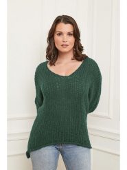 Curvy Lady Sweter w kolorze ciemnozielonym rozmiar: 40/42. Zielone swetry klasyczne damskie Curvy Lady, ze splotem, z asymetrycznym kołnierzem. Za 131.74 zł.