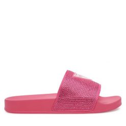 Klapki Guess. Czerwone klapki damskie Guess, z aplikacjami, bez obcasa, bez zapięcia. Za 129.99 zł.