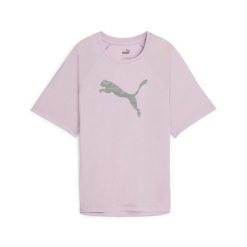 Damska koszulka z nadrukiem EVOSTRIPE PUMA Grape Mist Purple. Fioletowe bluzki damskie Puma, m, bez wzorów, sportowe, bez kołnierzyka, bez ramiączek. Za 85.99 zł.