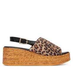 Sandały Tamaris. Brązowe sandały damskie Tamaris, bez wzorów, bez obcasa, na koturnie, bez zapięcia. Za 359.99 zł.