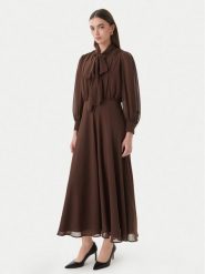 Marella Sukienka koktajlowa Giovane 2613221093 Brązowy Regular Fit. Brązowe sukienki damskie Marella, bez wzorów, z syntetyku, wizytowe, bez ramiączek. Za 1,349.00 zł.