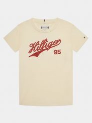Tommy Hilfiger T-Shirt Hilfiger Script Tee S/S KG0KG07718 Écru Regular Fit. Koszulki i t-shirty dziewczęce Tommy Hilfiger, bez wzorów, z bawełny, bez kołnierzyka, bez ramiączek. Za 89.99 zł.