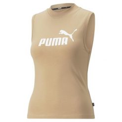 Koszulka Kobieta Puma Ess Slim Logo beżowy. Brązowe koszulki damskie Puma, m, bez wzorów, bez kołnierzyka, bez ramiączek. Za 97.90 zł.