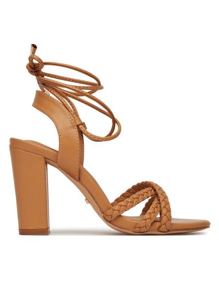 DeeZee Sandały 7A194-4C Brązowy. Brązowe sandały damskie DeeZee, bez wzorów, ze skóry, bez obcasa, na słupku, bez zapięcia. Za 139.99 zł.