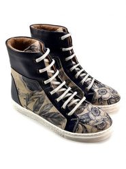 Goby Sneakersy w kolorze beżowo-czarnym ze wzorem rozmiar: 40. Brązowe obuwie sportowe damskie Goby, z materiału, za kostkę, bez zapięcia. Za 260.99 zł.