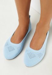 Niebieskie Płaskie Balerinki z Ażurową Cholewką Nati. Niebieskie balerinki damskie Born2be, w ażurowe wzory. Za 39.99 zł.