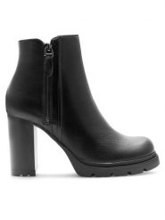 Clara Barson Botki MARGO WS5881-15 Czarny. Czarne botki damskie Clara Barson, ze skóry, bez obcasa, na słupku, bez zapięcia. Za 169.99 zł.
