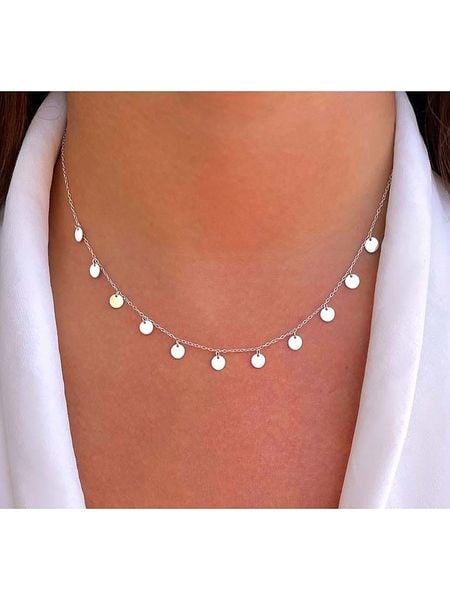 Eclat d'Argent Srebrny naszyjnik z elementami ozdobnym - dł. 38 cm rozmiar: onesize. Szare naszyjniki damskie Eclat d'Argent, srebrne. Za 108.99 zł.