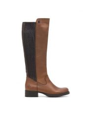 Rieker Kozaki Z9591-22 Brązowy. Brązowe kozaki damskie Rieker, ze skóry, bez obcasa, na słupku, bez zapięcia. Za 309.99 zł.