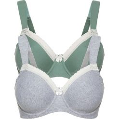 Biustonosz (2 szt.) bonprix szary melanż + oliwkowy. Szare biustonosze bonprix, w koronkowe wzory, z koronki. Za 69.98 zł.