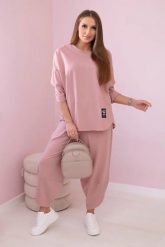 Komplet bawełniany bluza + spodnie ciemny różowy. Czerwone bluzy damskie KESI, l, bez wzorów, z bawełny, bez kaptura. Za 284.37 zł.