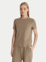 Guess T-Shirt V6RI07 J1314 Beżowy Regular Fit. Brązowe t-shirty damskie Guess, l, z aplikacjami, z bawełny, bez kołnierzyka. Za 159.99 zł.