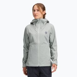 Kurtka przeciwdeszczowa damska Black Diamond Fineline Stretch. Szare kurtki damskie Black Diamond, bez wzorów, bez kaptura. Za 489.99 zł.