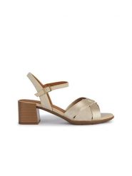 Geox Sandały "New Narykarmen" w kolorze złotym rozmiar: 40. Żółte sandały damskie Geox, bez wzorów, z otwartym noskiem, bez obcasa, na koturnie, bez zapięcia. Za 245.96 zł.