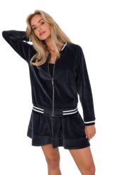 Bluza Bomberka z Weluru - Grafitowa. Szare bluzy damskie MOE, l, bez wzorów, z bawełny, bez kaptura. Za 344.90 zł.