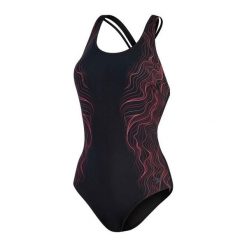 Damski 1-częściowy kostium kąpielowy z nadrukiem Speedo Calypso Shaping. Czarne stroje jednoczęściowe Speedo, bez wzorów. W wyprzedaży za 279.50 zł.