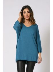 Plus Size Company Sweter "Fabiosa" w kolorze niebieskim rozmiar: 44. Niebieskie swetry klasyczne damskie Plus Size Company, plus size, bez kołnierzyka, plus size. Za 128.25 zł.