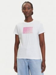 Tommy Jeans T-Shirt Gradient Flag DW0DW20905 Biały Regular Fit. Białe t-shirty damskie Tommy Jeans, xl, bez wzorów, z bawełny, bez kołnierzyka. Za 159.99 zł.