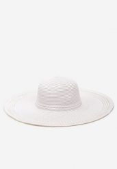 Biały Kapelusz Plażowy Zdobiony Przezroczystą Żyłką Perisahida. Białe kapelusze damskie Born2be, z aplikacjami, eleganckie. Za 34.99 zł.