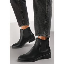 Czarne Botki Beak. Czarne botki damskie Renee, na jesień, z materiału, klasyczne, bez obcasa, na płaskiej podeszwie, bez zapięcia. Za 119.99 zł.