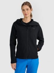 4F Kurtka softshell wiatroodporna membrana 10000 damska - czarna XXL. Czarne kurtki sportowe damskie 4F, s, bez wzorów, z materiału, bez kaptura. Za 399.99 zł.