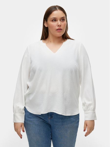 Vero Moda Curve Bluzka Alva 10301890 Biały Regular Fit. Białe bluzki damskie Vero Moda Curve, bez wzorów, z syntetyku, bez kołnierzyka, bez ramiączek. Za 79.99 zł.