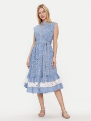 Iconique Sukienka letnia Iris IC24-049 Niebieski Regular Fit. Niebieskie sukienki damskie Iconique, bez wzorów, z bawełny, bez ramiączek. Za 589.99 zł.