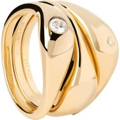 P D Paola Pierścionek P D Paola The New Essentials - pozłacany i 925 sterling silver i srebro Pierścionki 1 ct Damski. Szare pierścionki damskie P D Paola, z cyrkonią, pozłacane. Za 562.99 zł.