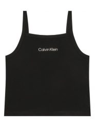 Calvin Klein Jeans Top LVCKSJB12G Czarny Slim Fit. Czarne koszulki i t-shirty dziewczęce Calvin Klein Jeans, bez wzorów, z jeansu, bez kołnierzyka, bez ramiączek. Za 129.99 zł.